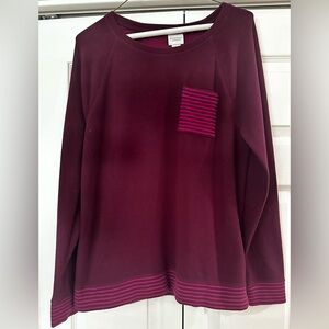 Chicos Women's Burgundy Long Sleeve Cozy Top
